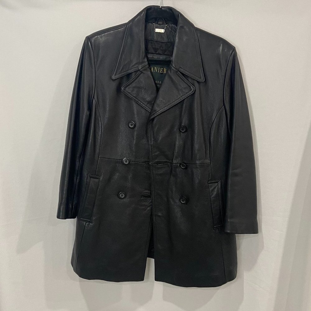 SOLD - Danier Leather Jacket Quilted Lined Interior Black Large 12-14